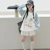 Camiseta Básica de Primavera e Outono para Meninas 2026 Nova Moda Estilo Coreano T-shirt Color Block de Desenho Animado para Crianças Maiores Tendência Transfronteiriça
