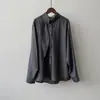 Camisa de manga larga con cuello de bufanda estilo francés Beishan Tongshu para mujer, top holgado de corte entallado para el otoño, para ir al trabajo 82601