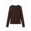 Sudadera de Cuello Redondo y Manga Larga Nueva de Otoño 2026 para Mujer, Capa Base de Alta Elasticidad, Ajuste Delgado, Top Versátil, Camiseta