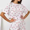 Comércio Exterior Transfronteiriço Europeu e Americano Verão Feminino Fino Estampado Casual Manga Curta Shorts Terno Novo Pijama e Roupa de Casa