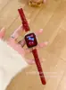 Correa de Cuero con Patrón de Bambú Brillante en Forma de I Adecuada para Apple Watch 10 S11 Huawei Fit4 Gt6 Xiaomi Pulsera