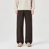 Pantalones casuales de patchwork de espiga de algodón puro estilo Old Money para hombre, primavera y otoño, pierna recta simple de estilo workwear, pantalones largos versátiles de pierna ancha