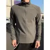 Camiseta Masculina de Manga Longa com Gola Alta Quente de Peso Pesado Outono Inverno Camada Base de Veludo Jaqueta com Zíper Top Esportivo Casual Fitness