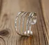 Venta directa del fabricante: Anillo Geométrico Hueco Hidráulico de Acero Inoxidable Transfronterizo Europeo y Americano para Mujer, Diseño de Nicho de Alta Gama, Anillo Abierto Ajustable