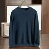 Suéter de Cashmere Espesso de Dupla Camada para Homens, Gola Redonda Pulôver, Tricô de Cor Sólida, Suéter Camada Base, Cashmere Amigo da Pele