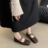 Zapatos plateados estilo brisa de noche estilo francés Jin Bukang para mujer, suela plana, otoño, nuevo estilo, elegante, estilo hada, para ir al trabajo, cabeza cuadrada, boca baja, Mary