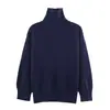 Para Comércio Exterior Transfronteiriço Europeu e Americano Roupas Femininas, Popular no Aliexpress, Tricô de Gola Alta Versátil Multicor Simples de Outono