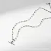Colar de barra chata em aço inoxidável, tendência da moda americana, estilo casal unissex, corrente nk galvanizada a vácuo, corrente polida simples