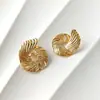 Brincos Plissados Texturizados de Venda Quente Transfronteiriça para Mulheres Personalidade Exagerada Oval Grandes Ornamentos de Orelha Irregulares Único Temperamento Brincos de Tarraxa