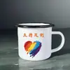 Taza de Esmalte en Blanco para Sublimación Taza con Recubrimiento Taza de Metal de Hierro Taza de Esmalte Taza de Esmalte Taza de Esmalte Borde Negro Pedible Logo