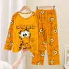 Pijama Infantil 2025 Primavera e Outono Algodão Imitado Manga Longa Conjunto de Roupa de Casa Novo para Meninos e Adolescentes Estudantes