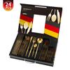 Amazon transfronterizo 24 piezas Portugal lujo ligero bistec acero inoxidable cuchillo y tenedor cuchara Dorado cubertería occidental cuchillo y tenedor cuchara