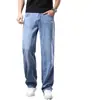 Jeans de Lyocell Tencel de Alta Gama Italianos para Hombre, Nuevo Estilo Otoño, Pierna Recta Holgada, Pantalones Largos Casuales con Caída