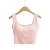 2024 Verão Sexy Cruz Curto Colete Spice Girl Estilo Roupas Femininas Gola Quadrada com Suspensório de Peito Almofadado Internet Top Popular