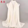 Nueva Moda de Verano Color Sólido Arruga Natural Perla Gasa Pañuelo para la Cabeza Bufanda de Seda Cubrecabezas Suministro Transfronterizo