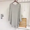 Camiseta de Manga Corta de Modal Seda de Hielo Talla Grande 100 kg para Mujer, Top Holgado de Verano de Longitud Media con Pantalones de Tiburón