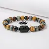 Pulseiras de Doze Constelações de Pedra Natural Mais Vendidas na Europa e América Misturadas com Pulseiras de Contas de Pedra Olho de Tigre Contas Feitas à Mão Venda por Atacado