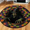 Tapete redondo de Halloween transfronteiriço, antiderrapante, adequado para sala de estar, sofá e mesa de centro, resistente à sujeira, fácil de manter, tapete de veludo cristal para uso doméstico