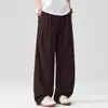 2026 Novo Calça Casual de Mistura de Linho Estilo Americano Versátil Macia Suave Amiga da Pele Respirável com Botões Cintura Elástica para Homens