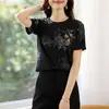 Camiseta para Mujer con Hombros Normales, Corte Holgado de Moda, Mangas Cortas Estampadas, Nuevo Estilo de Verano 2026, Top Único y Hermoso
