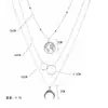 Collar multicapa de moda de comercio electrónico transfronterizo europeo y americano con mapa lunar para mujer, personalidad, estilo bohemio, collar multicapa para mujer