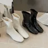 Primer Encuentro Jifa Botines Elásticos Blancos de Tacón Bajo a la Moda para Mujer 2026 Nuevo Otoño Invierno