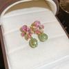 Pendientes Largos con Borla de Flor de Zirconia con un Toque de Lujo Ligero y de Alta Gama, Pendientes de Artesanía Pesada Estilo Bosque, Modernos y de Diseño Único