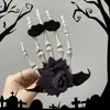Acessório de cabeça de Halloween rosa caveira grampo de cabelo de tule para mulheres presilha lateral para cabelo acessório de festa cosplay decoração de mão de caveira