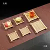 Bandeja de Chá Jogo da Velha de Bambu Estilo Chinês Prato de Lanche Doce Montanha-russa de Chá Retrô Suporte para Copo Bandeja de Mesa de Bambu