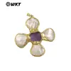 Wt-Jp425 Colgante Clásico de Cruz con Incrustaciones de Concha de Amatista y Turquesa, Accesorios Chapados en Oro de 18K, Artículo de Venta Popular