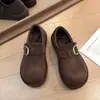 Mules de Felpa Gruesos de Suela Gruesa Invierno 2026 Retro Merade Zapatos sin Cordones Cálidos de Algodón Zapatos de Tacón Cerrado