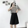 Shorts Femininos de Outono Novo Estilo Wide-Leg para Pessoas Baixas Finas Bermuda Preta Feminina Cintura Alta Emagrecedor Hot Pants