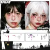 Adesivos Faciais de Maquiagem de Halloween: Teia de Aranha Feminina, Pegada de Mão com Sangue Costurada, Abóbora, Morcego, Fantasminha, À Prova d'Água, Duradouro, Atmosférico