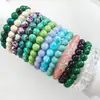 Pulsera de Piedra Ojo de Gato de 8 mm con Diseño Bicolor Graduado Transparente Hielo, Pulsera de Piedra Shoushan con Cuentas de Vidrio, Joyería Suave que se Envuelve Alrededor del Dedo
