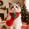 Bufanda de Peluche de Gato de Año Nuevo Perro Lindo Alce Accesorios para Mascotas Perro Pequeño y Mediano Bufanda Roja Venta al por Mayor Transfronteriza