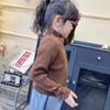 [em estoque] blusa de manga comprida gola alta para meninas outono novo suéter infantil bebê cor sólida versátil menina