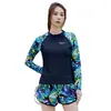 Nuevo Plus Fat Talla Grande Chica Gordita Deportivo Conservador Protección Solar Manga Larga Pierna Dividida en Ángulo Plano Traje de Baño Traje de Baño para Mujer