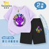 Caixa de Ritmo Roupas Infantis de Manga Curta sprunki Top Caixa de Música Algodão Verão Shorts Conjunto Casual 8