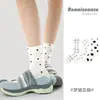 Calcetines Originales Renaissance para Mujer Primavera y Verano Calcetines de Media Caña con Puntos Negros y Blancos Versátiles Simples Calcetines de Algodón Peinado para Mujer