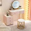 Tocador de Madera Maciza Dormitorio Moderno Simple Tocador de Pizarra Gabinete de Almacenamiento Espejo de Maquillaje Integrado Belleza y Elegante