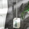 Cepillo de inodoro sencillo en blanco y negro para suelo, cepillo de inodoro con mango largo para colgar en la pared, juego de limpieza de inodoro de lana suave para el hogar