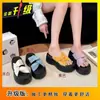 Sandálias Femininas Plataforma Slip-On Populares 2025, para Uso Externo no Verão, Estilo Fada, Fashion, Aumentam a Altura, Sandálias com Dedo Aberto
