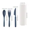Amazon Cuchillo, Tenedor y Cuchara de Paja de Trigo Portátil Vajilla Nueva Multicolor de Tres Piezas para Viaje Anticaída Vajilla Regalo para Eventos