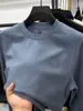 Nova Camiseta Masculina de Gola Redonda e Manga Longa Outono e Inverno Camiseta Básica Escovada dos Dois Lados Suéter Quente Interno Top de Veludo Tendência