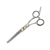 Tijeras de Peluquería Shenzhixing Doradas Mate de 6.0 pulgadas con Tornillo, Tijeras para Cortar el Cabello, Tijeras Planas, Tijeras para Flequillos, Tijeras Deslizantes, Tijeras Entresacadoras