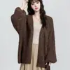 Chaqueta Cardigan de Punto Color Café Retro para Mujer Primavera Otoño 2026 Otoño Invierno Nuevo Estilo Perezoso Cardigan de Punto Suave Pegajoso Top Engrosado