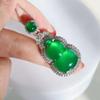 Zhuang Shengsheng - Colgante de joyería con incrustaciones de calcedonia verde, collar de calabaza, colgante de jade con temperamento, regalo de cumpleaños, venta al por mayor, 2 x 3 cm