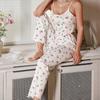 [Personalizado] Novo Conjunto Casual de Verão para Casa com Estampa de Rosas para Mulheres Europeias e Americanas Transfronteiriças Amazon