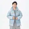 Moda Unisex Tendencia con Capucha Versátil 90 Relleno de Plumón de Pato Blanco Chaqueta de Plumón Juvenil Casual Cálida
