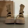 Sandálias Plataforma de Solado Grosso para Aumentar a Altura para Mulheres 2025 Novo Estilo Romano Sandálias de Dedo Botas de Verão para Praia Sapatos de Moda Versáteis